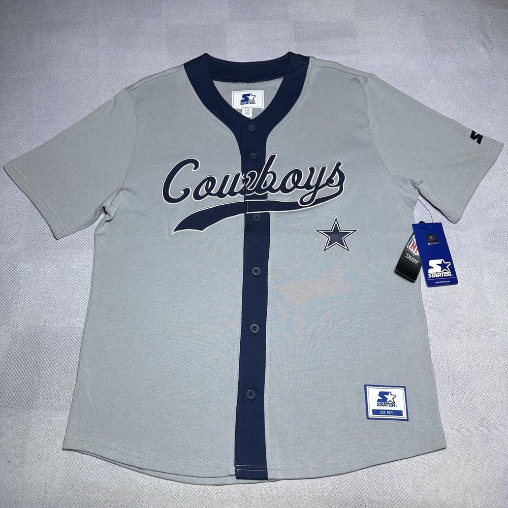 NEW Starter NFL Dallas Cowboys Retro Style Baseball Jersey Men's Large NWT L3‎